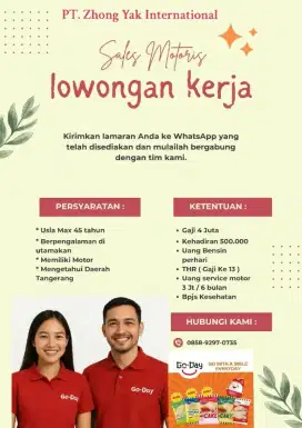 Dibutuhkan segera sales motoris