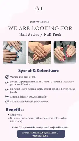 Hiring nail artist / nail tech