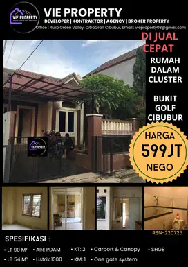 Banting harga! Dijual cepat murah rumah di Bukit Golf Cibubur.