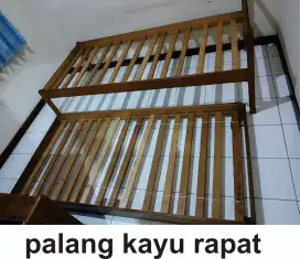 Dipan ranjang kayu tingkat kasur spring bad 200 x 90