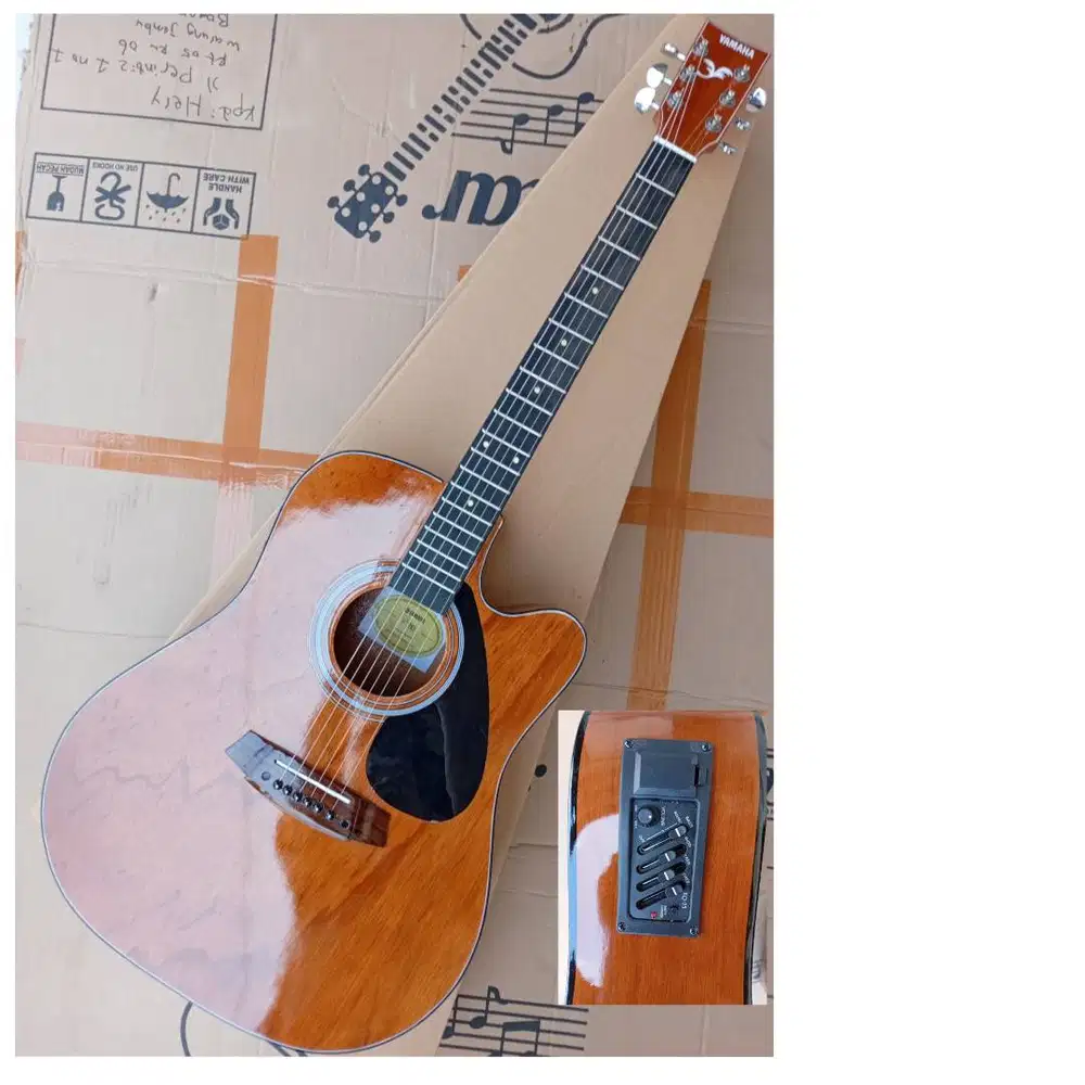 GITAR AKUSTIK ELEKTRIK BROWN GLOSY KONDISI BARU
