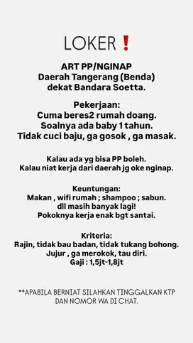 ART PEMBANTU RUMAH TANGGA ART PP