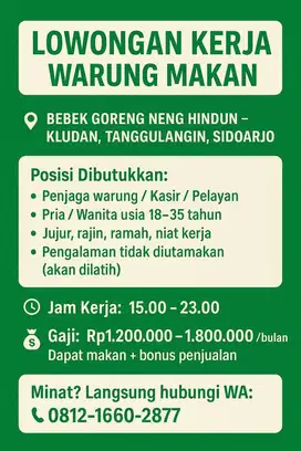 Lowongan kerja warung