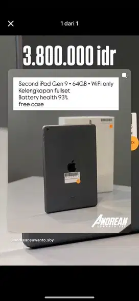 Second Ipad Gen 9 64 gb wifi only
