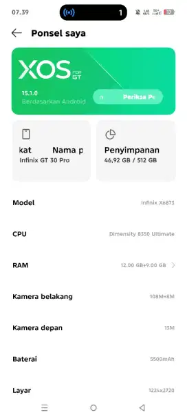 infinix gt 30 pro ram 12/512 gb , komplit , no minus !!