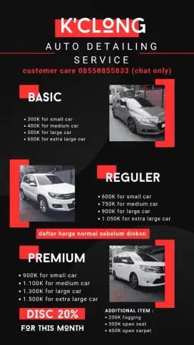 DISC 20% home service salon mobil auto detailing ceramic poles mobil