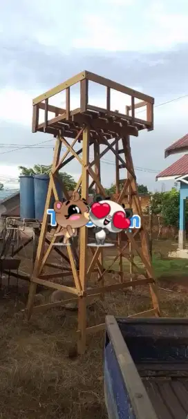 Tiang tandon menara Ulin 3 mtr pagar tangga khusus