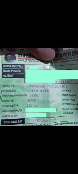 Yamaha mio 28d pajak hidup lengkap