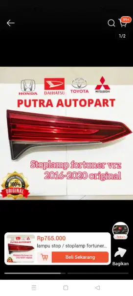 Lampu bagasi Fortuner vrz original