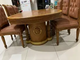 Meja makan jati + kursi 1 set