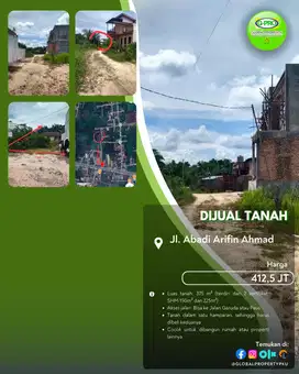 Dijual Tanah Daerah Abadi Arifin Ahmad Siap Bangun!