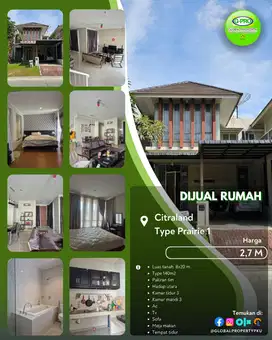 Dijual Rumah Daerah Citraland Type Prairie Siap Huni!