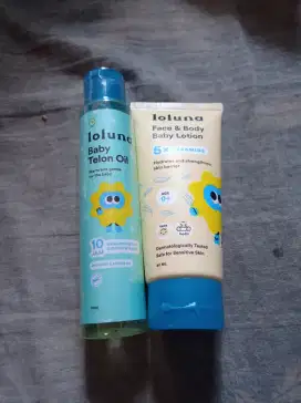 Minya telon oil dari loluna sama baby lotion dari loluna Masi segel