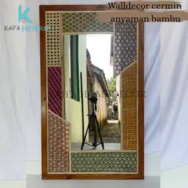 Cermin anyaman bambu/ Dekorasi dinding/walldecor unik dari bambuHiasan