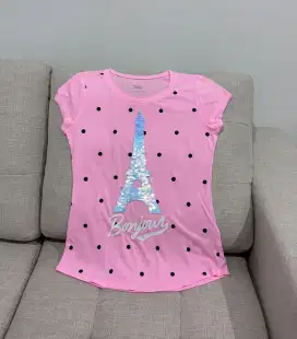 (KIDS) Justice kaos anak Paris Bonjour T Shirt Size 10 LD 40cm