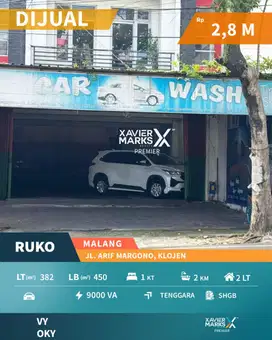 Dijual Ruko Kawasan Ramai Cocok Semua Usaha di Arif Margono Malang