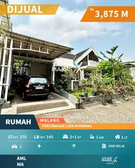Dijual Rumah Selangkah ke Pusat Kota di Ijen Nirwana Malang