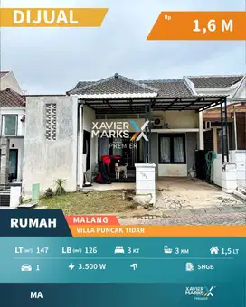 Dijual Rumah Kondisi Bagus Semi Furnish di Villa Puncak Tidar Malang
