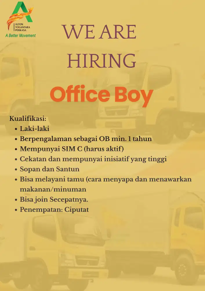 LOWONGAN KERJA OFFICE BOY