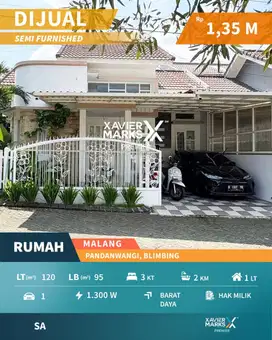 Rumah Terawat Semi Furnish Aman di Pandanwangi Blimbing Malang