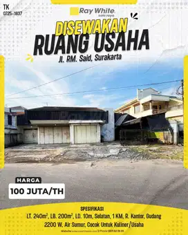 Disewakan Ruko Di Jalan RM Said Banjarsari Tengah Kota Solo