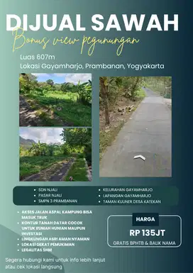 KAPAN LAGI INVESTASI SAWAH DI JOGJA DENGAN HARGA MURAH?