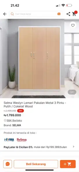 Selma Weslyn Lemari pakaian besi 3 pintu