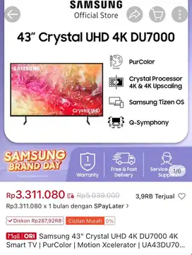 Jual TV Samsung BARU 43inc - Edisi dapet Doorprize