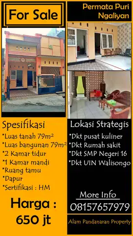 Jual Cepat Rumah di Permata Puri Ngaliyan