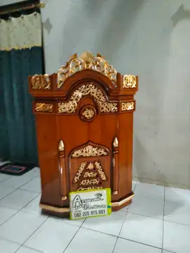 Mimbar masjid podium ukir full kayu jati