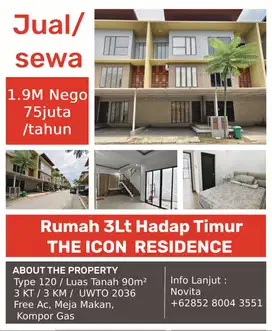 Rumah 3Lantai Siap Huni Sudah Renovasi THE ICON  RESIDENCE
