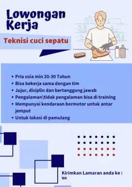 Teknisi cuci sepatu (shoes care)