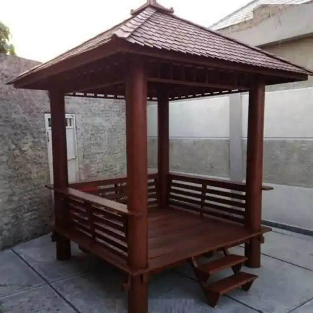 Pembuatan gajebo rumah kayu dll