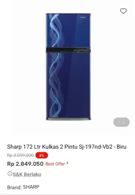 PROMO KREDIT SHARP 172 LTR KULKAS 2 PINTU