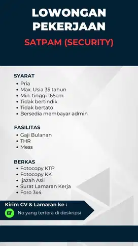 LOWONGAN KERJA SECURITY SHOWROOM