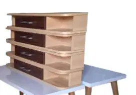 Meja rak tv tempel di dinding
