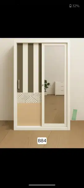 Lemari pakaian besi full 2 pintu slide