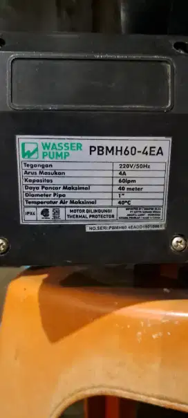 pompa pendorong waser pbmh 60-4ea