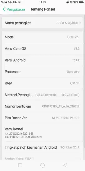 Oppo A83 ram 2/16