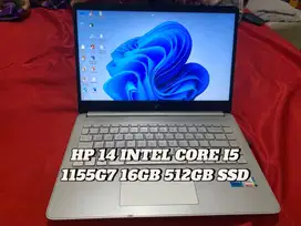 JUAL CEPAT 2nd LAPTOP HP 14 INTEL CORE I5 1155G7 16GB 512GB SSD