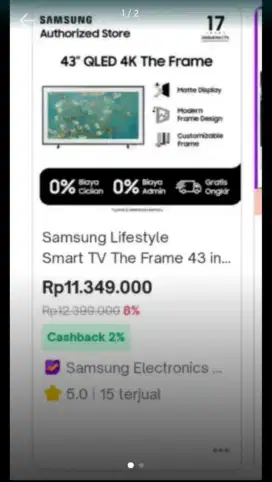 Samsung Lifestyle Smart TV The Frame 43 inch LS03B QLED 4K