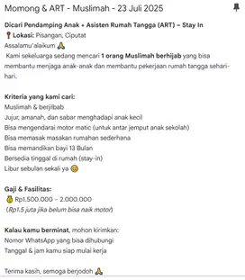 Momong & ART - Muslimah - 23 Juli 2025