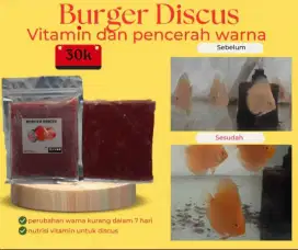 Burger makanan ikan discus, louhan dan channa kemasan 100gr