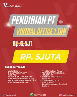 PEMBUATAN LEGALITAS PT DAN VIRTUAL OFFICE