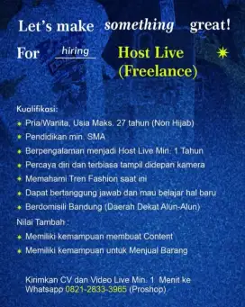 DICARI HOST LIVE TIKTOK SHOPEE