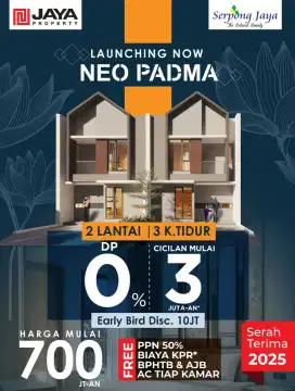 New Launching Serpong Jaya Tangerang Selatan DP 0% Free Biaya Surat2