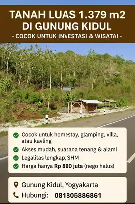 Tanah SHM 1.379 m² di Tepus, Gunungkidul – Lokasi Strategi