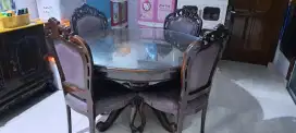 1 set meja makan kayu jati