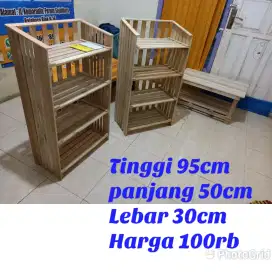 Rak buku, rak sepatu, rak kayu, rak  samping meja belajar