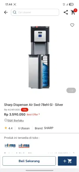 Ready stok dispnser sharp